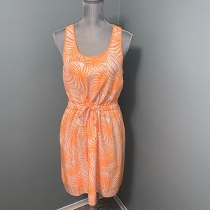GAP lightweight sleeveless orange palm print summer dress resort wear size small